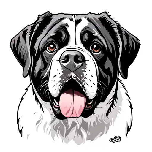 st Bernard dog memory tattoo design idea