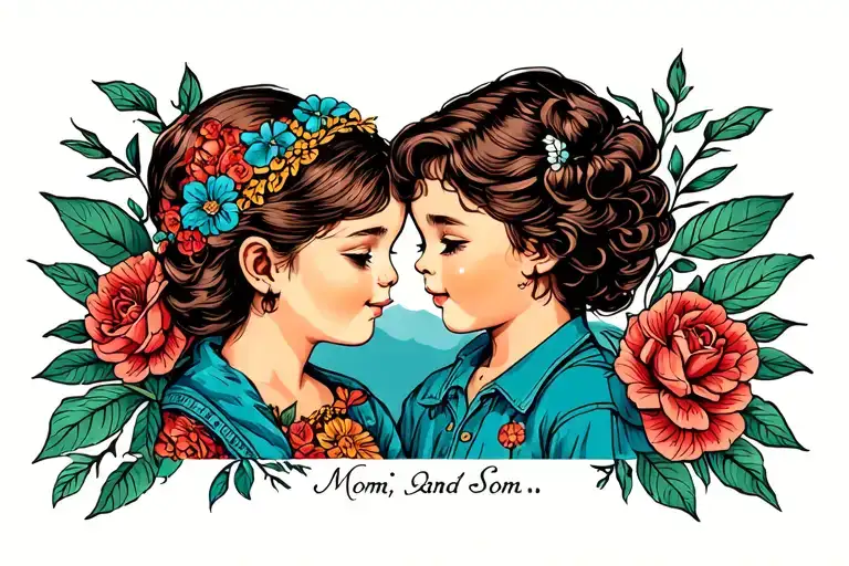mom and son  tattoo design idea