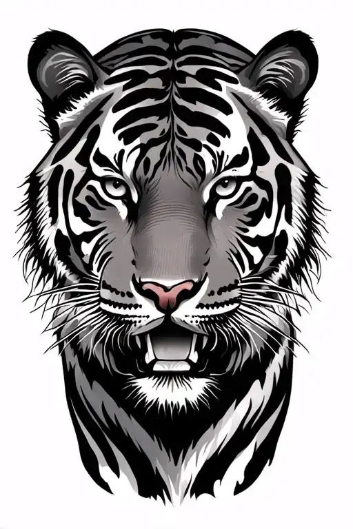 full body tiger simple traditional thigh tattoo tattoo design idea