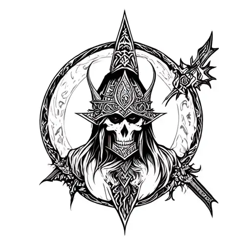 Nordic warrior dark death pagan tattoo design idea
