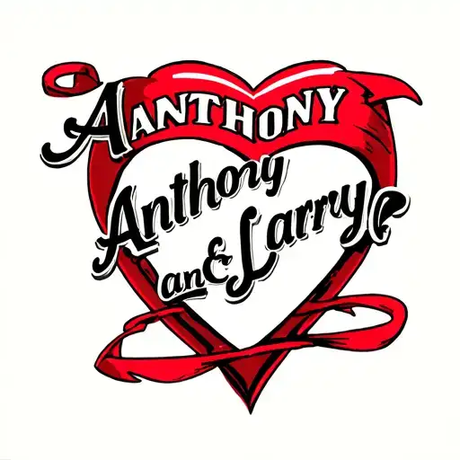 the name Anthony and Larry shaped as a heart  tattoo design idea