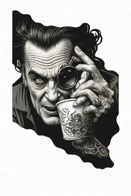 ozzy drinking coffee tired tattoo design idea