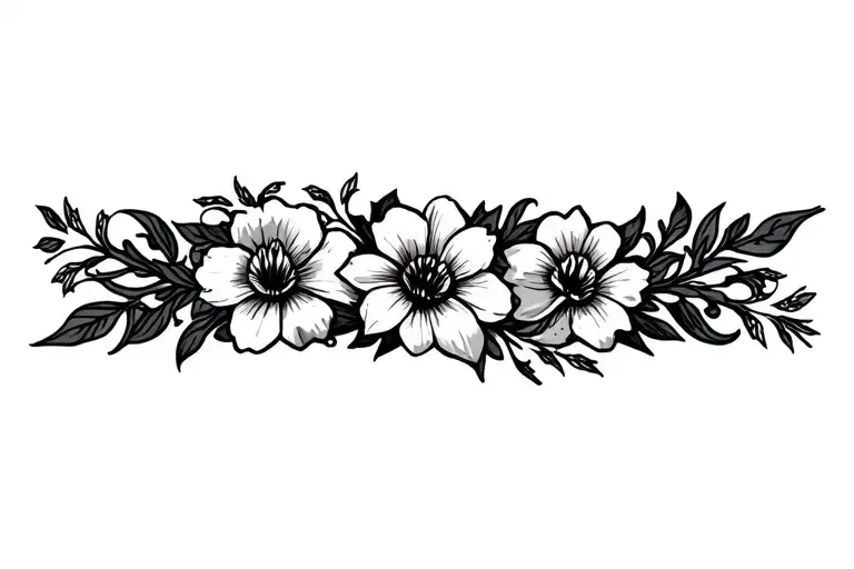 Floral Vertical Armband Tattoo With Snowdrop flowers tattoo design idea