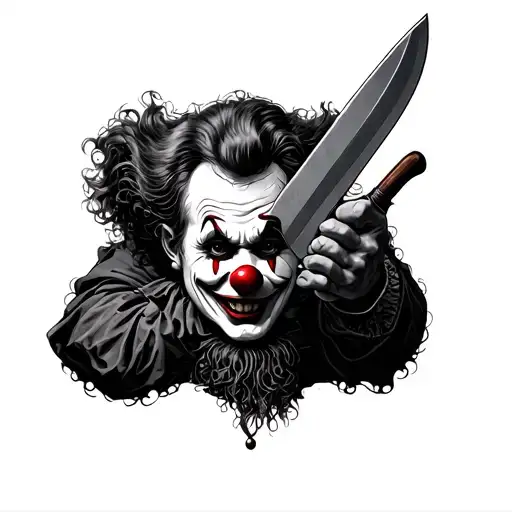 Art the clown Holding A knife tattoo design idea