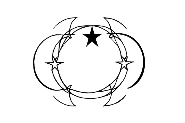 wedding ring Hecate triple moon Star background tattoo design idea