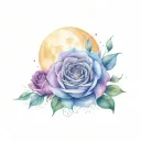 mandala  roses and stars with moon tattoo design idea