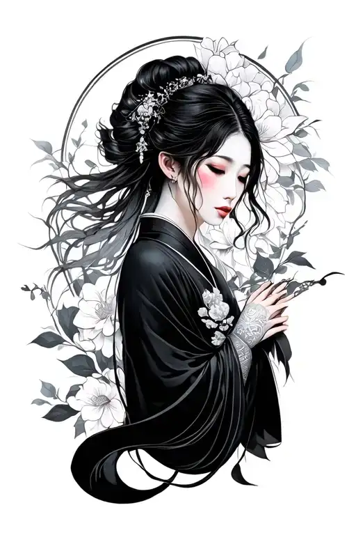 korean unique norigae serenity tattoo design idea