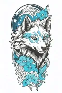 cherokee wolf pup blue merle anime tattoo design idea