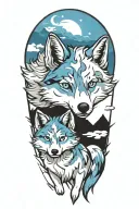 cherokee wolf pup blue merle anime tattoo design idea