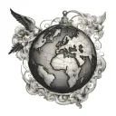 the world is yours globe tattoo design idea