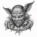 PTSD, Depression, anxiety Face with mask tattoo design idea