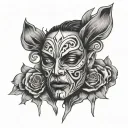 PTSD, Depression, anxiety Face with mask tattoo design idea