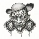 PTSD, Depression, anxiety Face with mask tattoo design idea