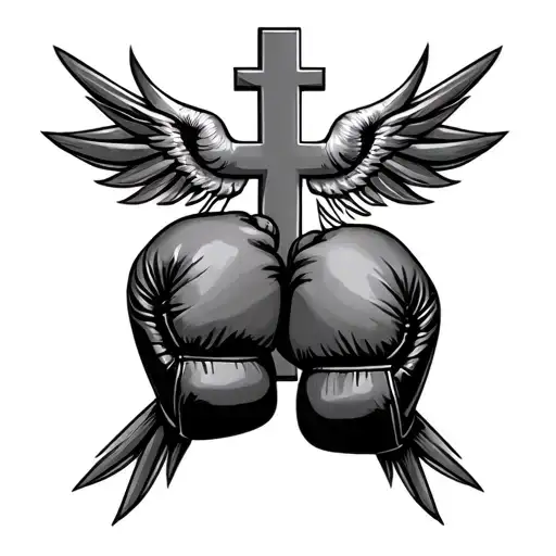 Cross With Boxing Gloves tattoo design idea