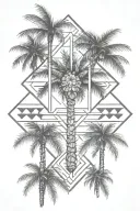 palm tree, rectangular tattoo design idea