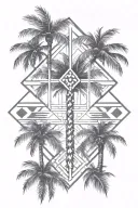 palm tree, rectangular tattoo design idea