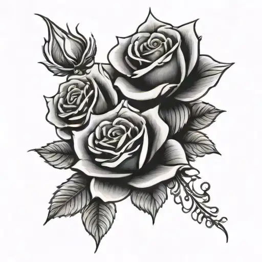 three roses with the Dallas cowboys symbol  tattoo design idea