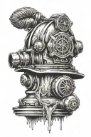 firefighter helmet woth fire hydrant tattoo design idea
