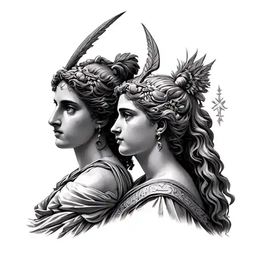 Artemis And Apollo tattoo design idea