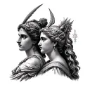 Artemis And Apollo tattoo design idea