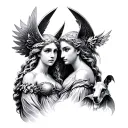 Artemis And Apollo tattoo design idea