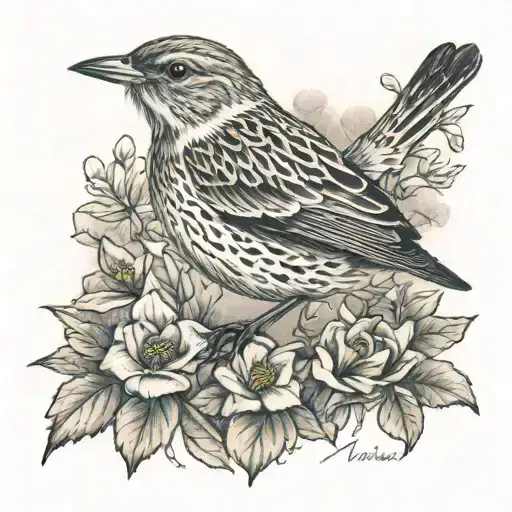 irish lark bird tattoo design idea