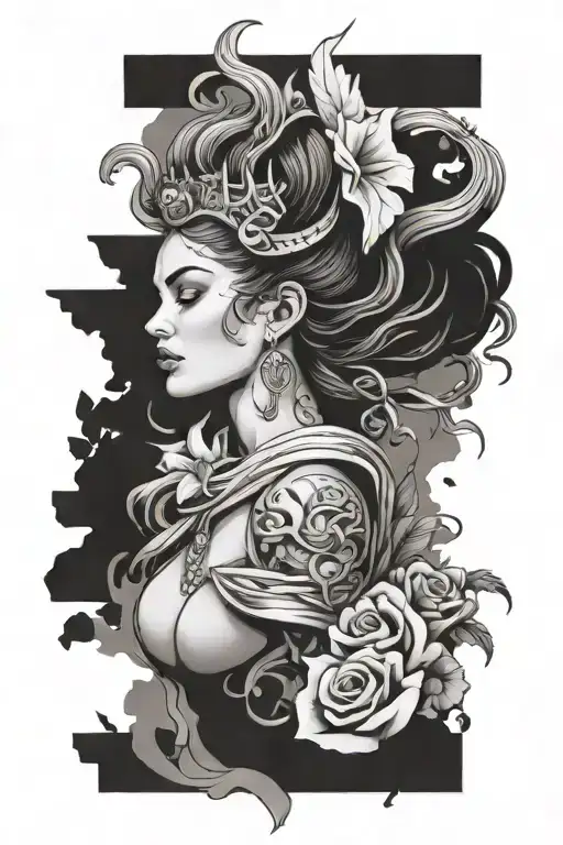 Nike goddess tattoo design idea