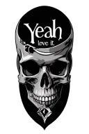 skull with a dagger saying yeah love it tattoo design idea