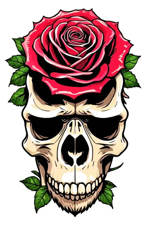 rose and gorilla skull tattoo design idea