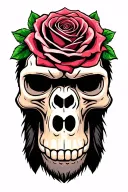 rose and gorilla skull tattoo design idea