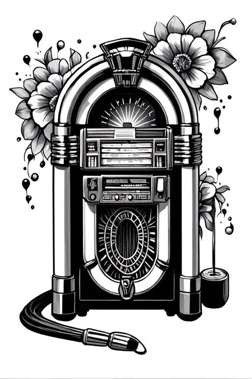jukebox surrounded tattoo design idea