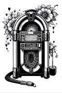 jukebox surrounded tattoo design idea