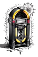 jukebox surrounded tattoo design idea