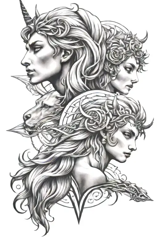 Leo, Virgo, Sagittarius tattoo design idea