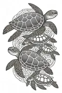 family of 5 sea turtles tattoo design idea
