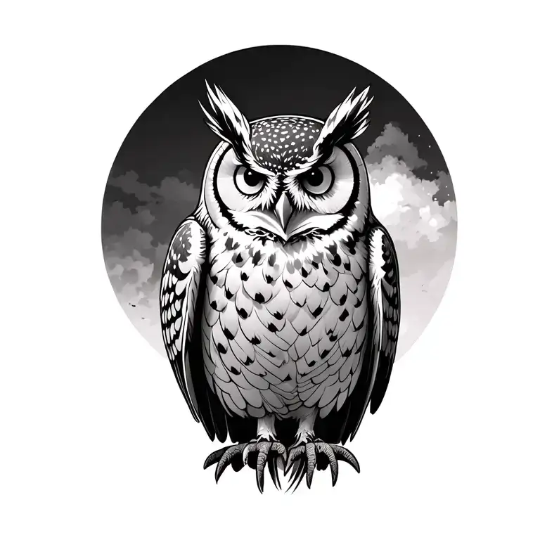 owl flying tattoo design idea