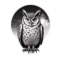 owl flying tattoo design idea