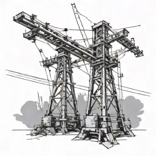 Roman's 8:11 with high voltage poles crossed together symbolizing tattoo design idea
