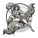 sagittarius zodiac sign surrounded by water tattoo design idea