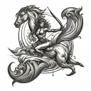 sagittarius zodiac sign surrounded by water tattoo design idea