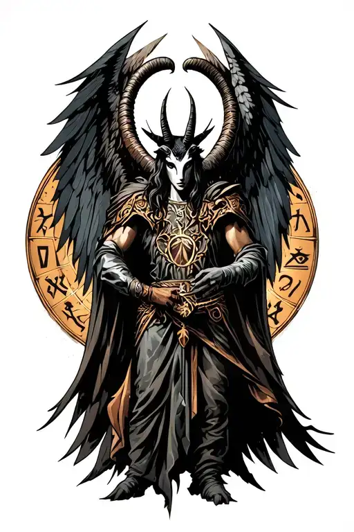 arcangel uriel with capricorn zodiac sign tattoo design idea