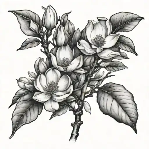 light shining through magnolia tree branch tattoo design idea