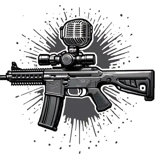 A rifle that is the music that means the microphone in the rifle tube tattoo design idea