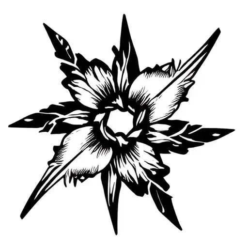 shuriken flowers japanese tattoo design idea