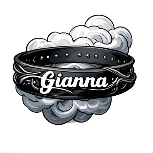 cloud forearm bracelet with the name Gianna in it tattoo design idea