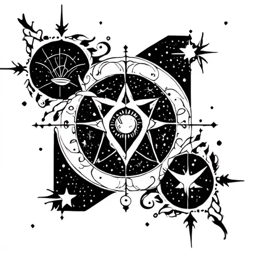 celestial themed tattoo featuring elements tattoo design idea