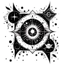 celestial themed tattoo featuring elements tattoo design idea