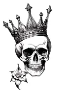Flor de maga and skull wearing a crown tattoo design idea