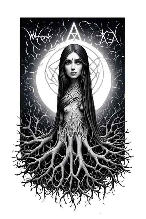 wicca roots reaching deep tattoo design idea