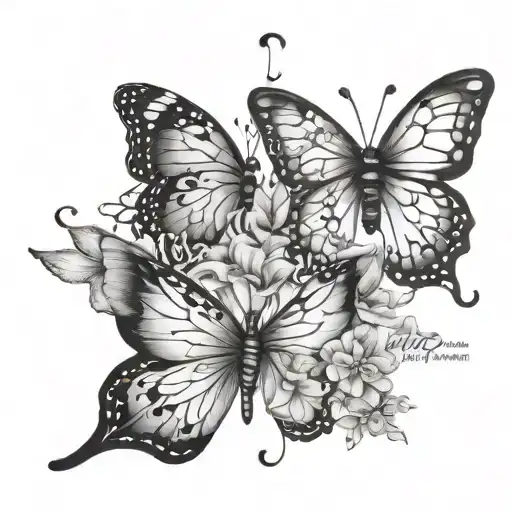 The words "Created with a purpose" with little butterflies around the words  tattoo design idea